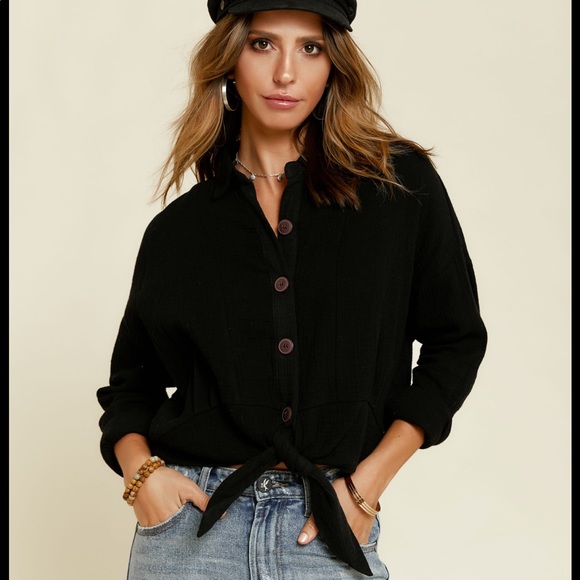 Free People Tops - Free People Sun Streaks Tie Front Slouchy Top